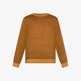 Maglia girocollo in lana effetto vintage marrone cacao