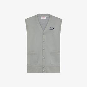 Gilet in felpa di cotone grigio medio