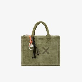 Sage green medium velvet shopping bag