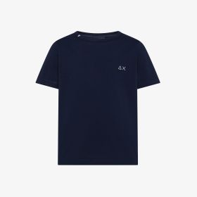 T-shirt girocollo in jersey di cotone navy blue