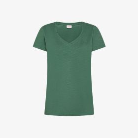 T-shirt a maniche corte in jersey di lino verde muschio