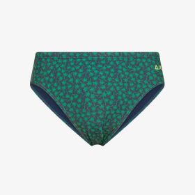 Navy blue/garden green printed nylon swim briefs