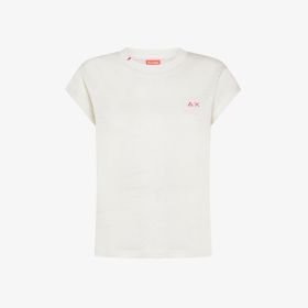 T-shirt in jersey di lino bianco panna