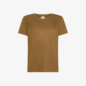 T-shirt in jersey di lino marrone volpe