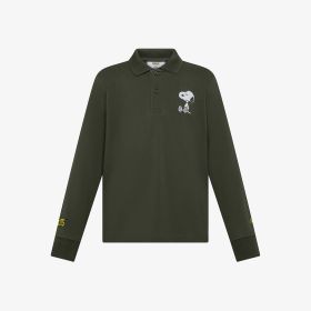Dark military Peanuts cotton piqué polo shirt