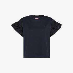 T-shirt in cotone con maniche ad aletta blu navy