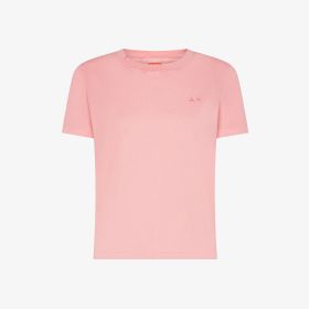 T-shirt in jersey di cotone rosa fenicottero