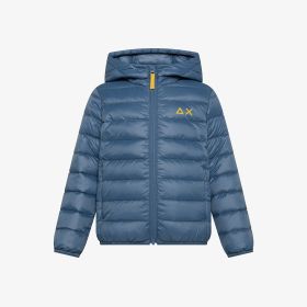 Dark avio quilted nylon down jacket