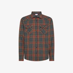 Camicia check in cotone grigio scuro