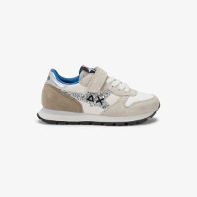 Sneaker Girl's Stargirl Glitter in suede e nylon bianco panna