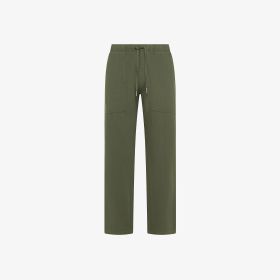 Dark green linen fatigue trousers
