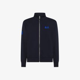Navy blue cotton zip sweatshirt with logo