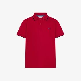 Polo con dettagli a contrasto in cotone rosso