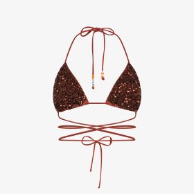Bikini mare con paillettes marrone cacao