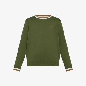 Maglia con bordi a righe in cotone verde scuro