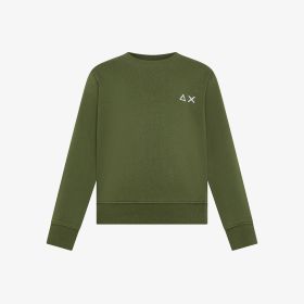 Dark green cotton crew-neck sweatshirt