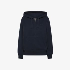 Felpa in cotone con cappuccio e zip navy blue