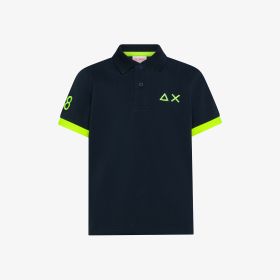 Polo con maxi logo in cotone blu navy