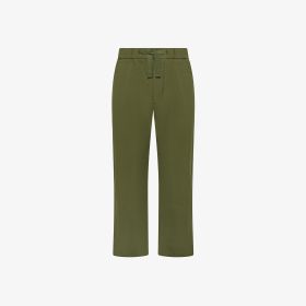 Dark green cotton blend heavy poplin trousers