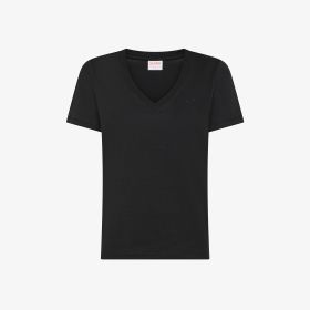 T-shirt con scollo a V in cotone nero