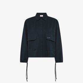 Giacca in piquet di cotone blu navy