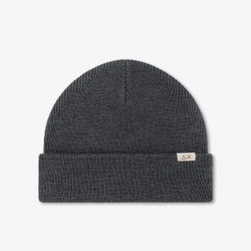 Berretto beanie in misto lana a costine grigio scuro