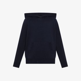 Maglia in cotone e lana con cappuccio navy blue