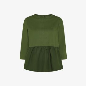 Dark green cotton T-shirt with SUN68 embroidery