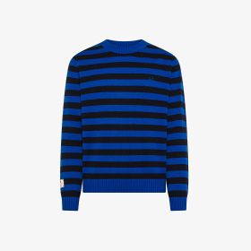 Royal blue/navy blue wool and cashmere striped jumper