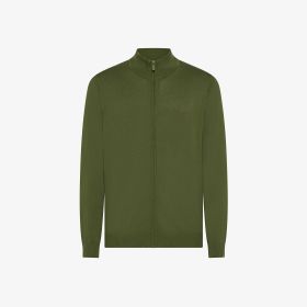 Cardigan in maglia di cotone con zip verde scuro