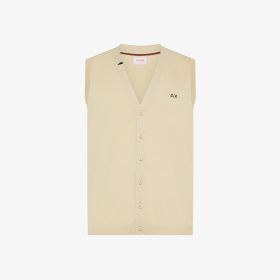 Beige knitted cotton vest