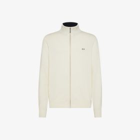 Off white cashmere blend zip cardigan