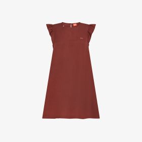 Abito in misto lino marrone cacao