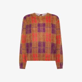 Maglia check in misto lana marrone cacao