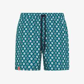 Green emerald printed nylon beach shorts