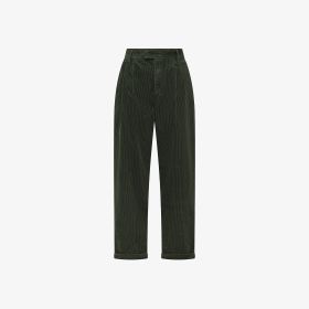 Dark military corduroy trousers with pleats