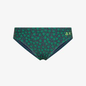 Navy blue/garden green printed swim briefs