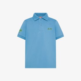 Polo in piquet di cotone blu avio
