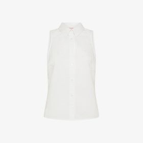 Top in cotone seersucker bianco