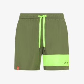 Military green nylon beach shorts
