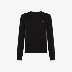 Maglione in lana e cashmere a trecce nero