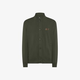 Cardigan in felpa di cotone con logo militare scuro