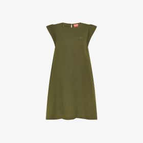 Abito in misto lino verde scuro