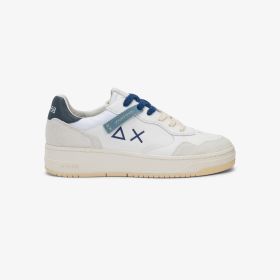 White/navy blue Big Basket Evo leather sneaker