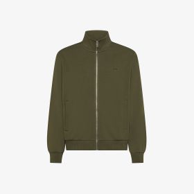Felpa in cotone con zip e tasche verde militare scuro