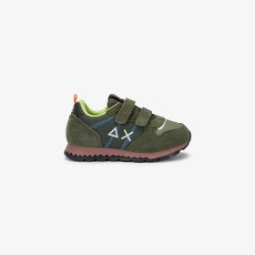 Sneaker Boy's Tom Snake in nylon e suede verde militare scuro