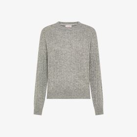 Maglia girocollo in lana a trecce grigio chiaro