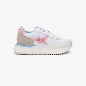 White/pink Big Stargirl Sponge leather and nylon sneaker