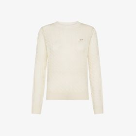Maglione in lana e cashmere a trecce bianco panna