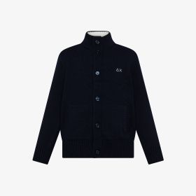 Cardigan in lana e cashmere navy blue